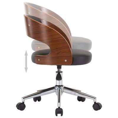 vidaXL Krzesła obrotowe, 6 szt., czarne, gięte drewno i sztuczna skóra