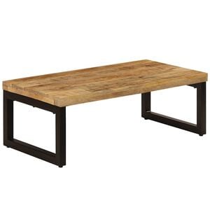 vidaXL Stolik kawowy, 100x50x35 cm, lite drewno mango i stal