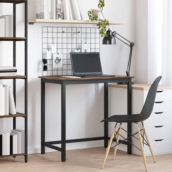 vidaXL st&oacute;ł Dąb wędzony 100 x 50 x 76,5 cm Drewno inżynieryjne i stal