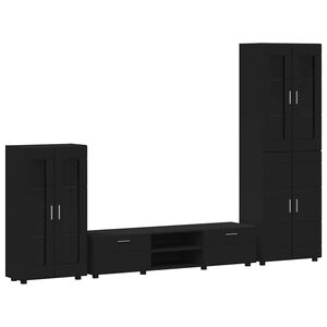 vidaXL Zestaw szafek RTV FLORIN 3 pcs Czarny Materiał drewnopochodny