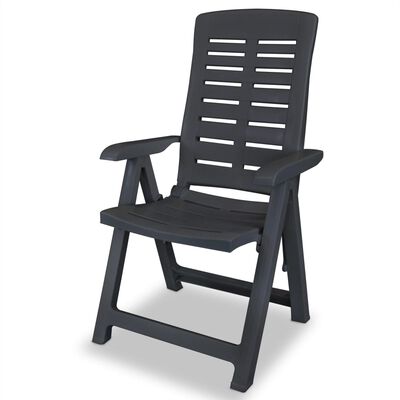 vidaXL Rozkładane krzesła ogrodowe, 6 szt., plastikowe, antracytowe