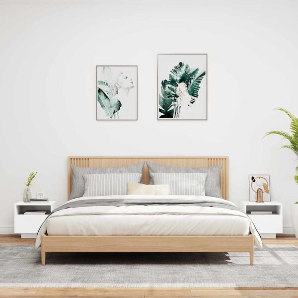 vidaXL Szafki nocne z oświetleniem LED, 2 szt., białe, 40x39x37 cm