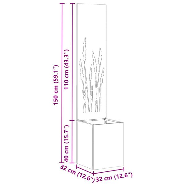vidaXL Ekran zapewniający prywatność w ogrodzie Rdzawy 32 x 140 cm