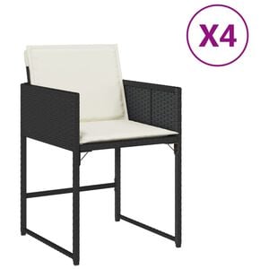 vidaXL Krzesła ogrodowe z poduszkami, 4 szt., czarne, polirattan