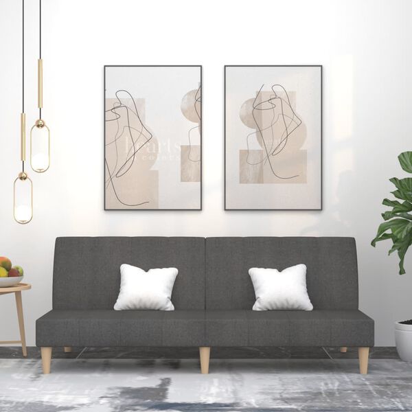 vidaXL 2-osobowa kanapa rozkładana, ciemnoszara, tapicerowana tkaniną