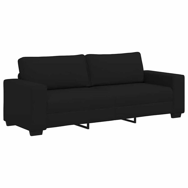 vidaXL Sofa 3-osobowa, czarna, 220x77x82 cm, tapicerowana tkaniną