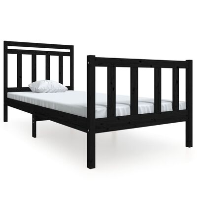 vidaXL Rama łóżka, czarna, 90x190 cm, lite drewno