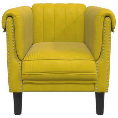 vidaXL Fotel, żółty, tapicerowany aksamitem