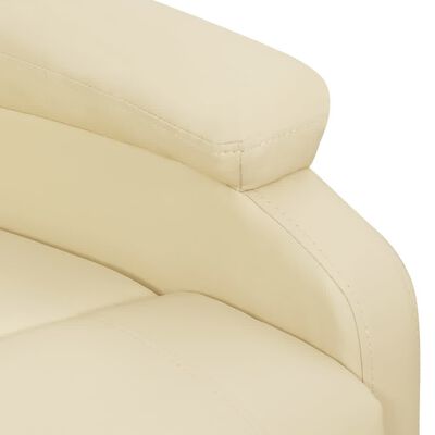 vidaXL Podnoszony fotel masujący, kremowy, obity sztuczną skórą
