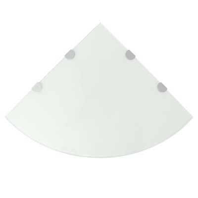 vidaXL Szklana półka narożna z chromowanymi wspornikami biała, 45x45 cm