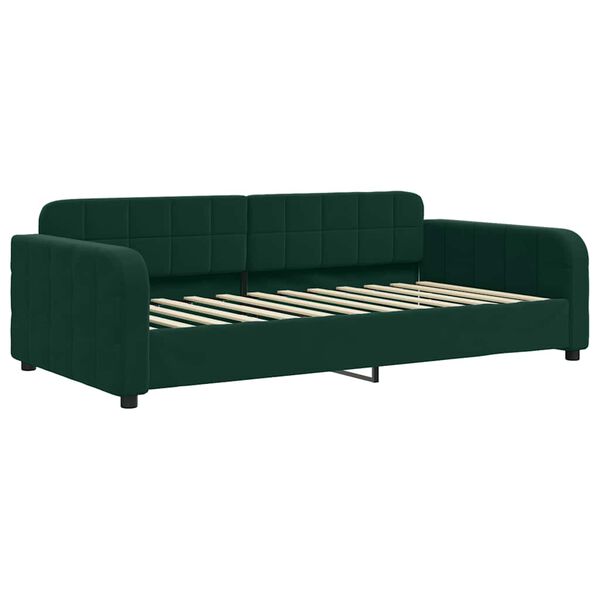 vidaXL Sofa z materacem do spania, ciemnozielona, 100x200 cm, aksamit