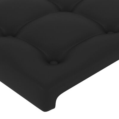 vidaXL Zagłówek do łóżka z LED, czarny, 80x5x78/88 cm, sztuczna skóra