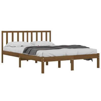 vidaXL Rama łóżka, miodowy brąz, lite drewno, 180x200 cm, Super King