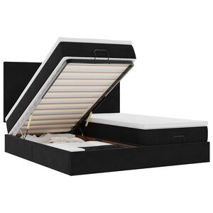 vidaXL Rama ł&oacute;żka otomana z materacami, czarna, 200x200 cm, aksamit