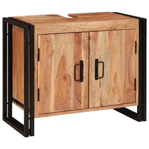 vidaXL Szafka umywalkowa Brązowy 71 x 33 x 58 cm Lite Drewno Akacji