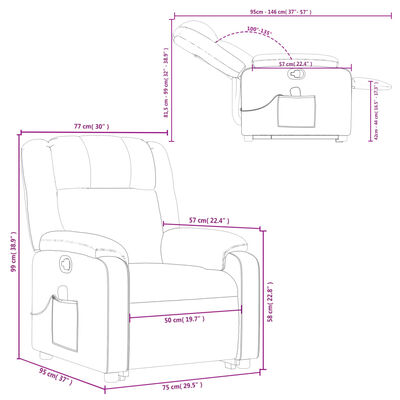 vidaXL Podnoszony fotel masujący, rozkładany, winna czerwień, ekoskóra