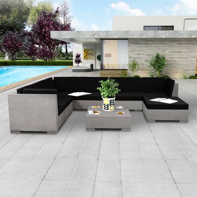 vidaXL 8-cz. zestaw wypoczynkowy do ogrodu, poduszki, beton, szary