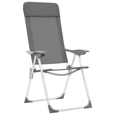 vidaXL Składane krzesła turystyczne, 4 szt., szare, aluminiowe