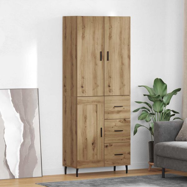 vidaXL Highboard 2 pcs Dąb rzemieślniczy Drewno inżynieryjne i szkło
