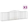 vidaXL Kosze gabionowe, 3 szt, 400x50x100/120 cm, galwanizowane żelazo