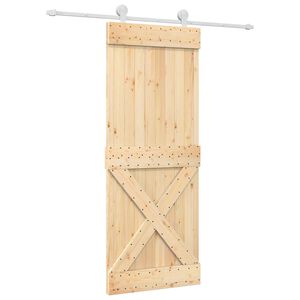 vidaXL Drzwi przesuwne 80 x 210 cm Lite Drewno Sosnowe (Nieobrobione)
