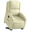 vidaXL Podnoszony fotel rozkładany, kremowy, sk&oacute;ra naturalna