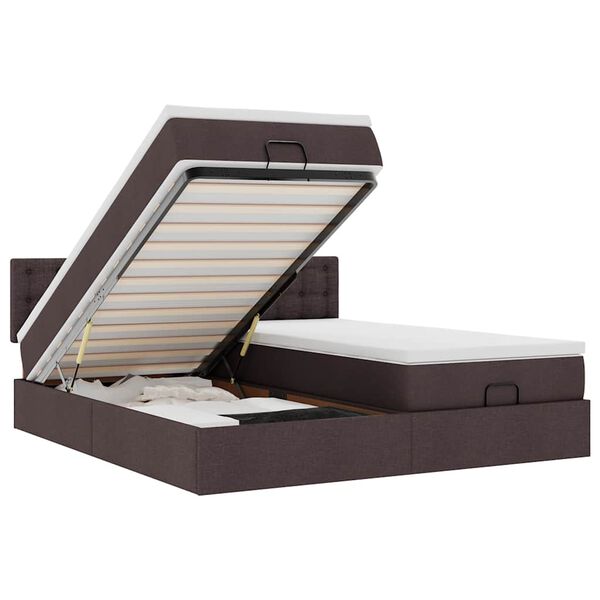 vidaXL Rama ł&oacute;żka otomana z materacami, brązowa, 180x200 cm, tkanina