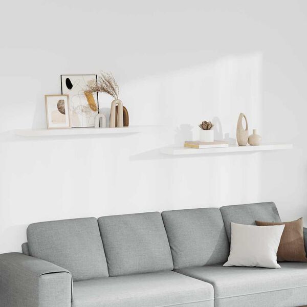 vidaXL P&oacute;łki ścienne 2 szt., białe, 120x23,5x3,8 cm, MDF