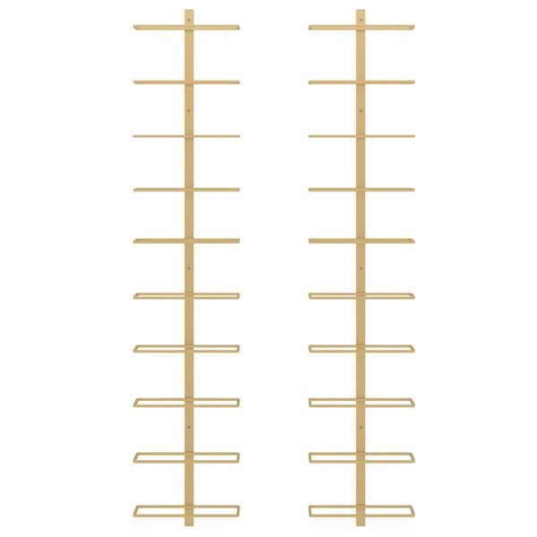 vidaXL Uchwyty ścienne na 10 butelek wina, 2 szt., złote, metalowe