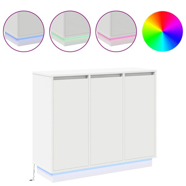 vidaXL Komoda LED Biały 90 x 32 x 75 cm Materiał drewnopochodny