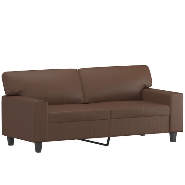 vidaXL 2-osobowa sofa z poduszkami, brązowa, 140 cm, sztuczna sk&oacute;ra