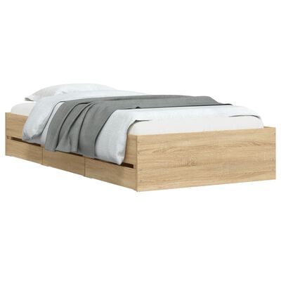 vidaXL Rama łóżka z szufladami, dąb sonoma, 90x190 cm