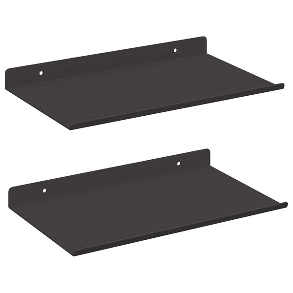 vidaXL P&oacute;łka ścienna z p&oacute;łką 2 pcs Czarny 30 x 17,5 x 2,5 cm