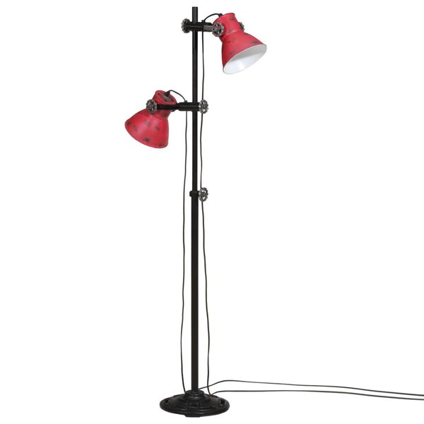 vidaXL Lampa stojąca, 25 W, postarzany czerwony, 25x25x90/160 cm, E27