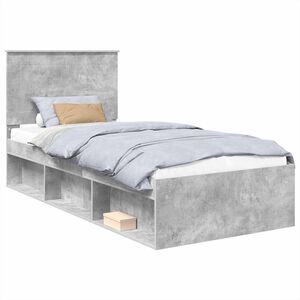 vidaXL Ramka ł&oacute;żka Gładki Szary beton 100 x 200 cm Lite drewno sosnowe