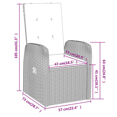 vidaXL 3-częściowy zestaw mebli ogrodowych z poduszkami, szary