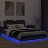 vidaXL Rama ł&oacute;żka z wezgłowiem Ze LED Lights Czarny Dąb 120 x 200 cm