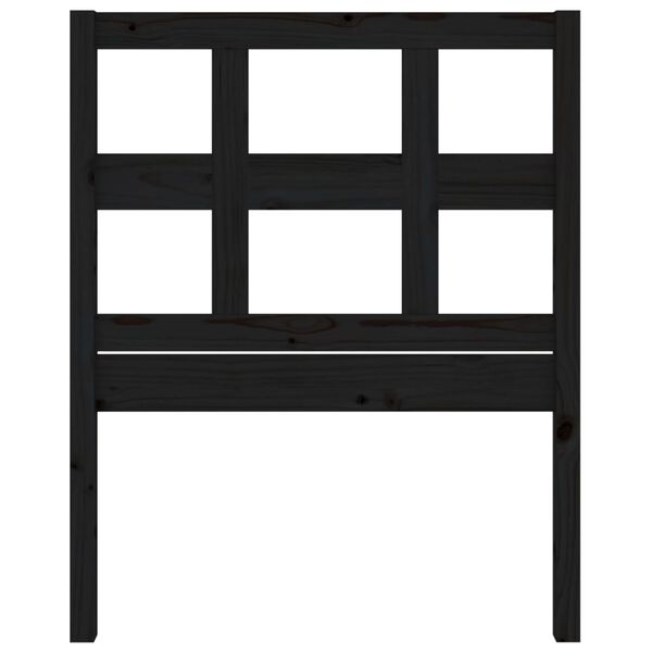 vidaXL Wezgłowie ł&oacute;żka, czarne, 80,5x4x100 cm, lite drewno sosnowe