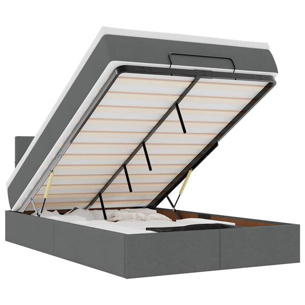 vidaXL Ł&oacute;żko otomana z materacem, ciemnoszare, 120x200 cm, tkanina