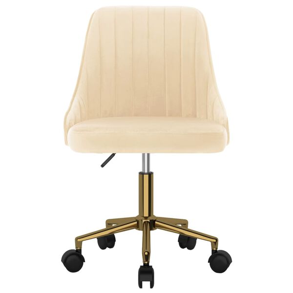 vidaXL Obrotowe krzesło stołowe, kremowe, obite aksamitem