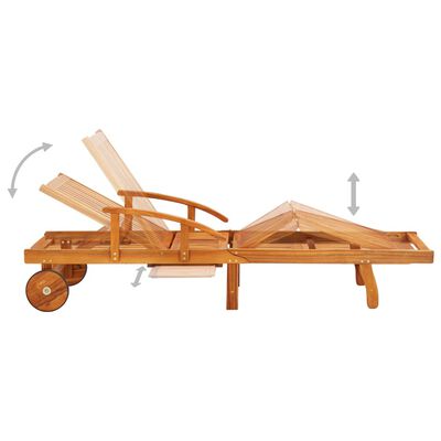vidaXL Zestaw 2 leżaków ze stolikiem, lite drewno akacjowe