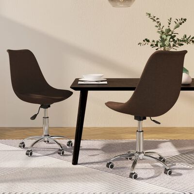 vidaXL Obrotowe krzesła stołowe, 2 szt., ciemnobrązowe, obite tkaniną