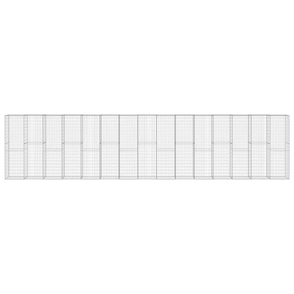 vidaXL Ściana gabionowa z pokrywami, galwanizowana stal, 900x50x200 cm