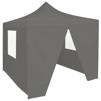 vidaXL Rozkładany namiot imprezowy z 4 ściankami, 3x3 m, antracytowy