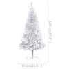 vidaXL Sztuczna choinka z lampkami i bombkami, srebrna, 120 cm, PET