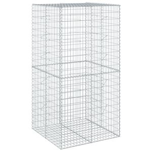 vidaXL Kosz gabionowy z pokrywą, 100x100x200 cm, galwanizowane żelazo
