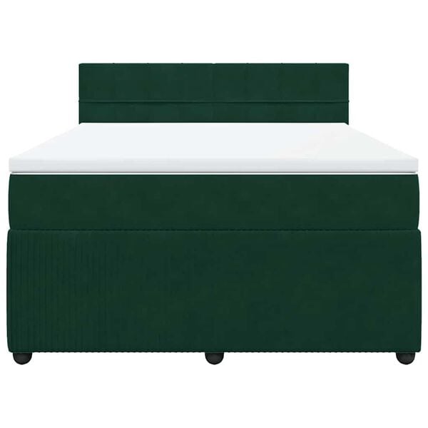 vidaXL Ł&oacute;żko kontynentalne z materacem, ciemnozielone, 160x200 cm
