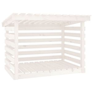 vidaXL Stojak na drewno, biały, 108x73x79 cm, lite drewno sosnowe
