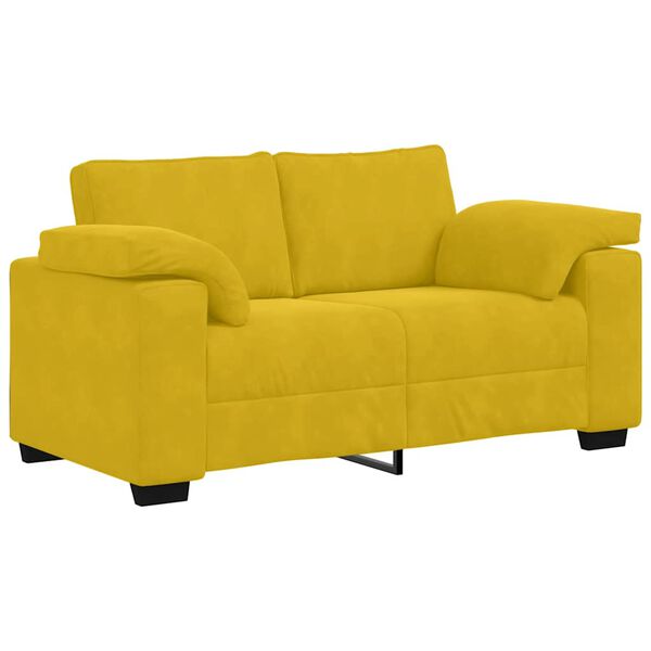 vidaXL Sofa dwuosobowa, ż&oacute;łta, 120 cm, aksamit
