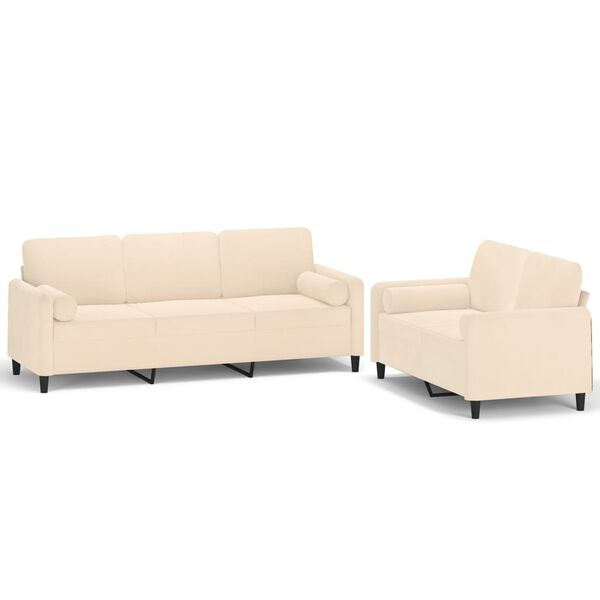 vidaXL 2-cz. komplet wypoczynkowy z poduszkami, kremowy, aksamit